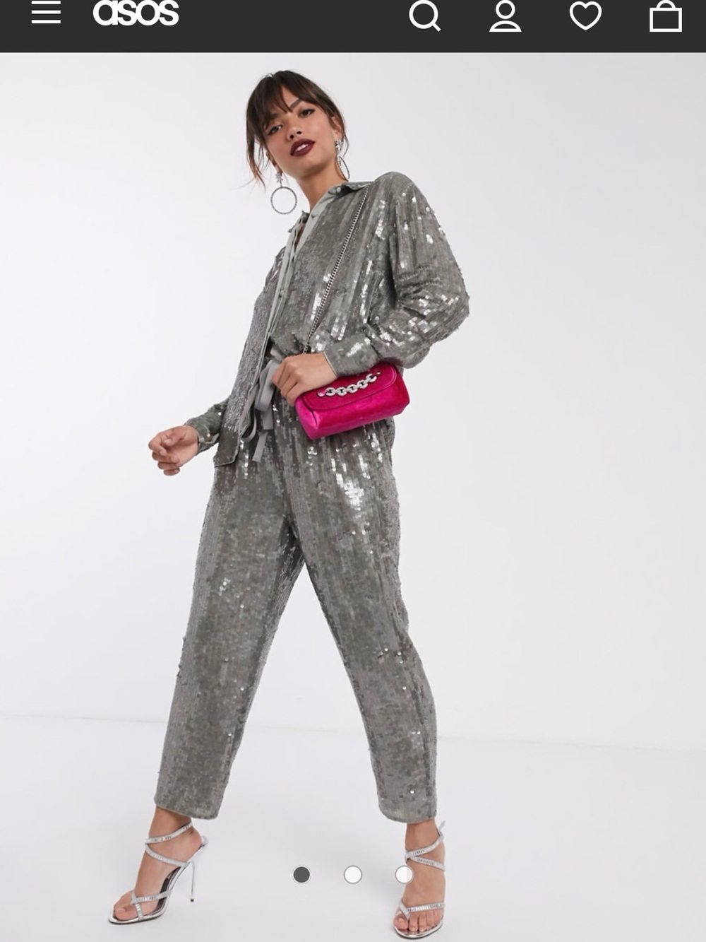 NWT ASOS SILVER SEQUIN SHIRT (8) & MATCHING PANT(10)